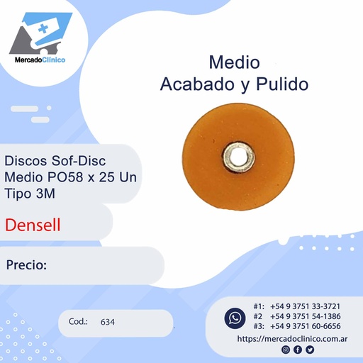 Discos Sof-Disc  Medio PO58 x 25 Un Tipo 3M - Densell
