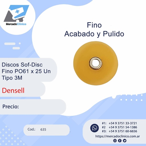 [635] Discos Sof-Disc  Fino PO61 x 25 Un Tipo 3M - Densell