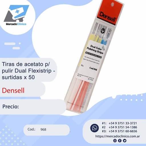 [968] Tiras de acetato p/ pulir Dual Flexistrip - surtidas x 50 - Densell