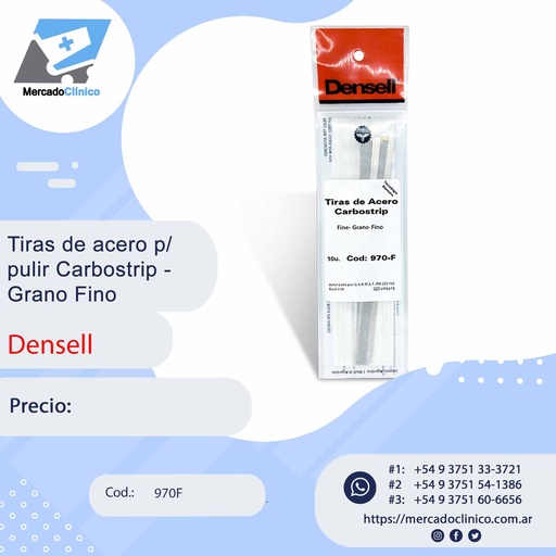 [970F] Tiras de acero abrasivas p/ pulir Carbostrip- Grano Fino - proximal - 10 unid - Densell