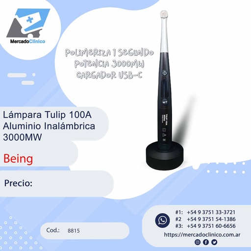 [8815] Lámpara Tulip 100A Aluminio Inalámbrica 3000MW - Being