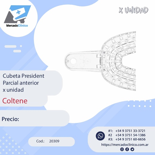[20309] Cubeta President  para implantes, etc - plástica autoclavable - Parcial Anterior - Coltene