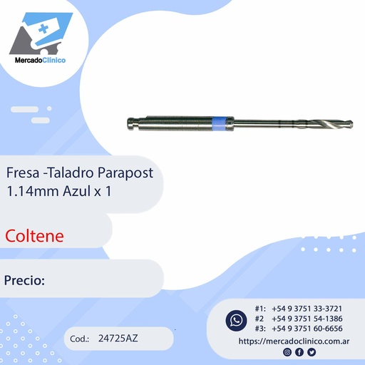 [24725AZ] Fresa - Taladro Parapost  1.14mm Azul x 1 - Coltene