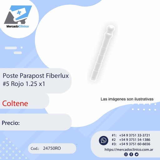 [24750RO] Poste / perno - Parapost Fiberlux #5 Rojo 1.25 x1 - Coltene