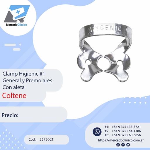 [25750C1] Clamp Higienic #1 General y Premolares Con aleta - Coltene