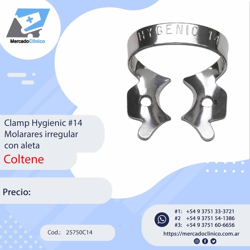 [25750C14] Clamp Hygienic #14 Molares irregular con aleta  - Coltene