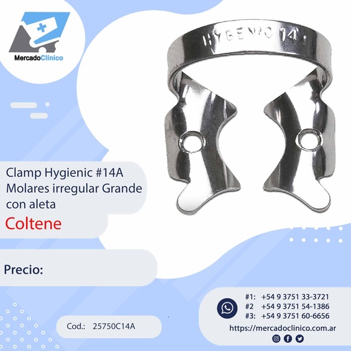 [25750C14A] Clamp Hygienic #14A Molares irregular Grande con aleta - Coltene