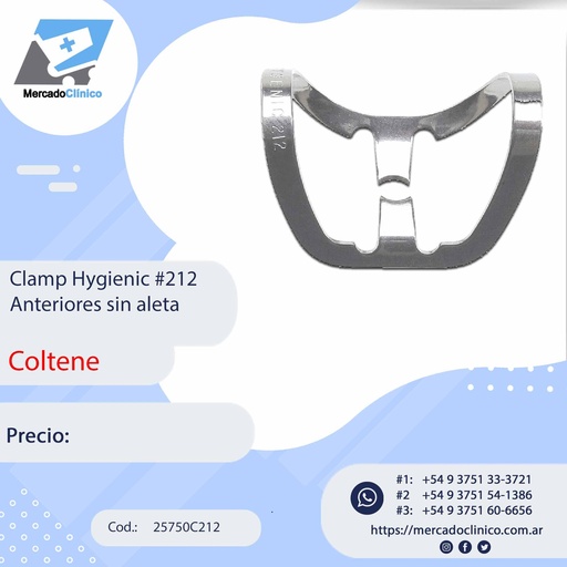 [25750C212] Clamp Hygienic #212 Anteriores superiores -  con aleta - Coltene