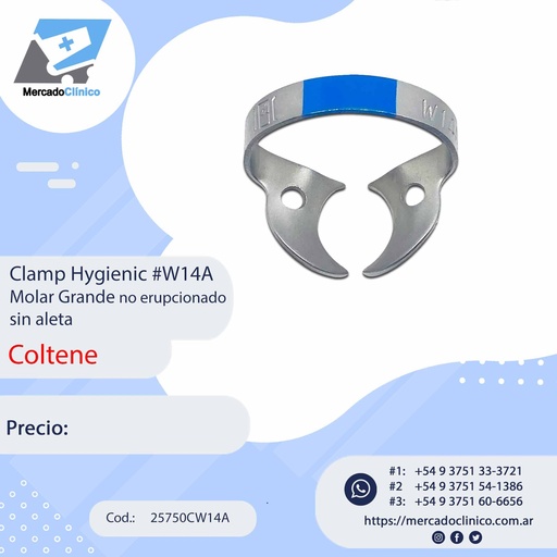 [25750CW14A] Clamp Hygienic #W14A Molar no erupcionado  irregular sin aleta - Coltene
