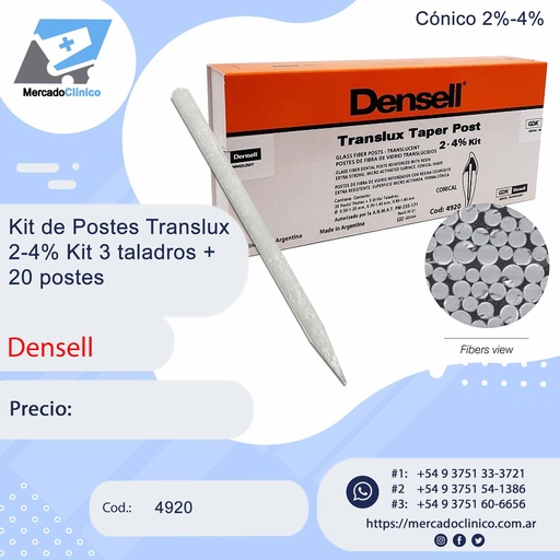 [4920] Kit de Postes Translux 2-4% Kit 3 taladros + 20 postes - Densell