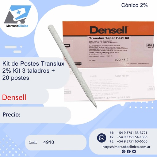 [4910] Kit de Postes Translux 2% - Kit 3 taladros + 20 postes - Densell