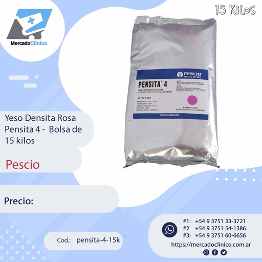 [pensita-4-15k] Yeso Densita 15 Kilo - Rosado - Pescio