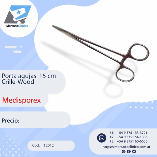 [12012] Pinza Porta Agujas CRILLE-WOOD - 15 CM - PS