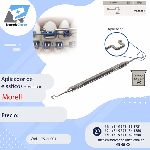 [75.01.004] Aplicador de ligadura elástica - Metálico - Morelli