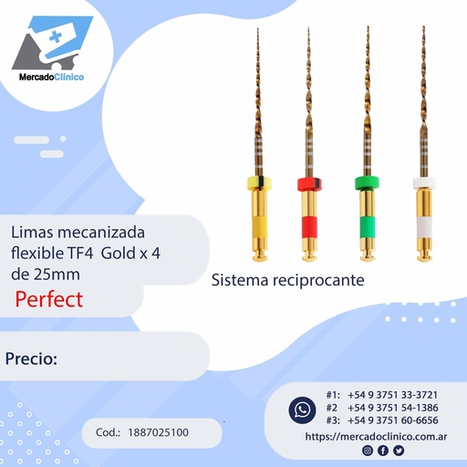 [1887025100] Limas mecanizada  flexible TF4  Gold x 4  de 25mm - Perfect