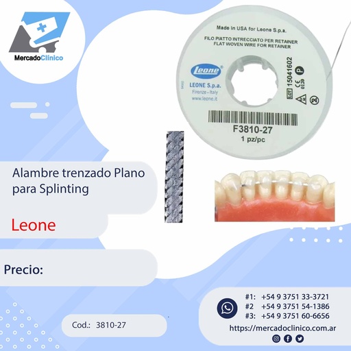 [3810-27] Alambre trenzado Plano para Splinting / contención / ferulizar- Leone
