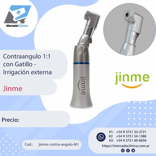 [jinme-contra-angulo-M1] Contra ángulo 1:1 con gatillo - Irrigación Externa - Jinme