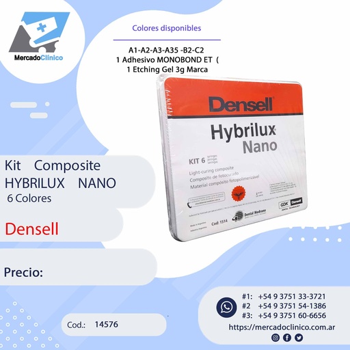 [14576] Kit    Composite HYBRILUX NANO - 6 - Densell Colores
