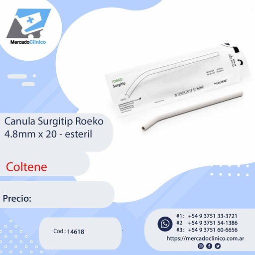 [14618] Canula SURGITIP ROEKO 4.8MM X20 esteril - COLTENE