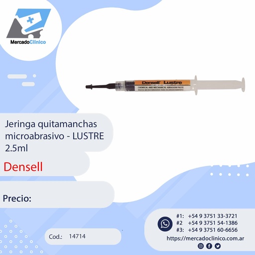 [14714] Jeringa quitamanchas microabrasivo - LUSTRE 2.5ml - Densell