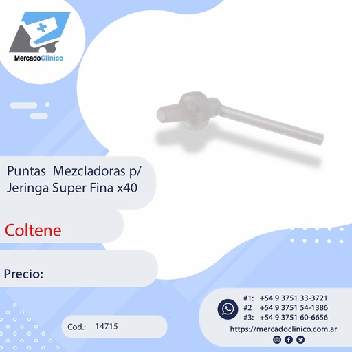 [14715] Puntas Mezcladoras p/ Jeringa Super Fina x40 - Coltene