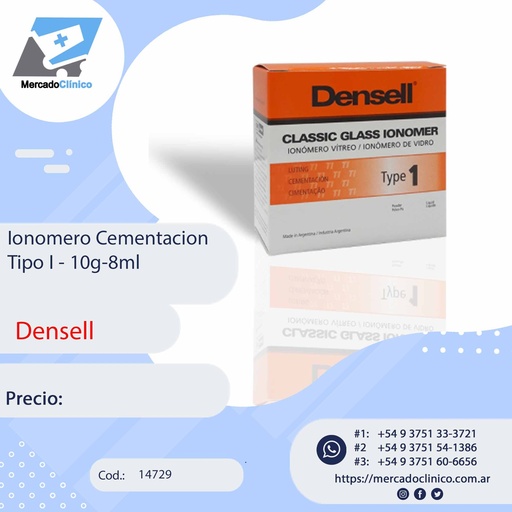 [14729] Ionomero Cementacion Tipo I - 10g-8ml - Densell