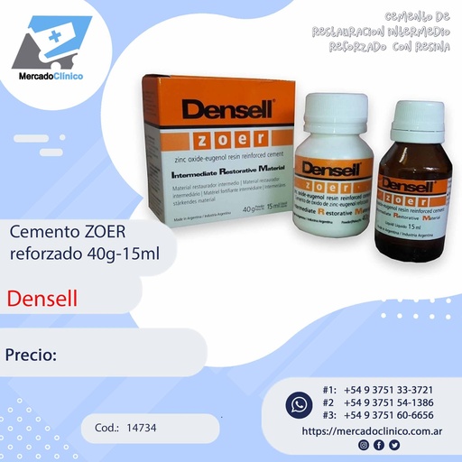 [14734] Cemento ZOER reforzado 40g-15ml - Densell