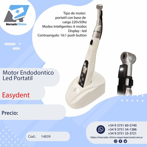 [14839] Motor Endodontico 100 - Led Portatil - Easydent