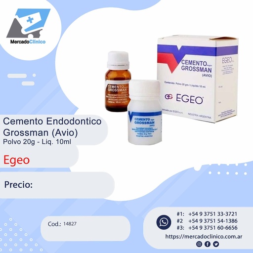 [14827] Cemento Endodontico Grossman (avio) Polvo / Liquido - Egeo
