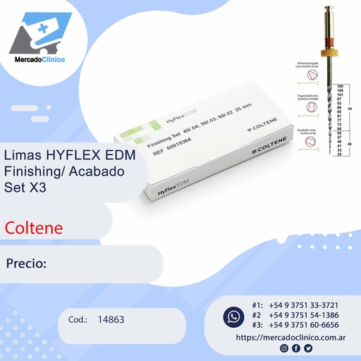 [14863] Limas HYFLEX EDM Finishing/ Acabado  Set X3 - Coltene
