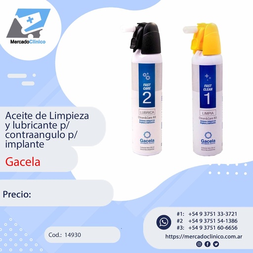 [14930] Aceite de Limpieza y lubricante p/ contraangulo de implante - GACELA