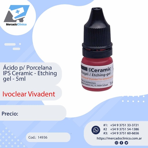 [14936] Acido p/ porcelana IPS Ceramic - Etching gel x 5 ml - Ivovlear Vivadent