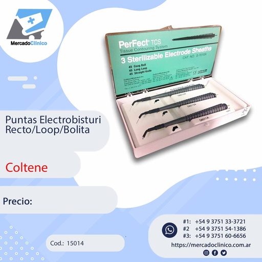 [15014] PUNTAS ELECTROBISTURI X3 - RECTO, LOOP, BOLITA - coltene