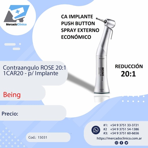 [15031] Contraangulo ROSE 20:1 1CAR20 - p/ Implante - Being