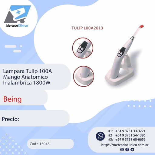 [15045] Lampara Tulip 100A  Mango Anatomico Inalambrica 1800W - Being