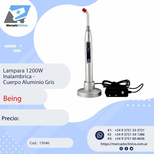 [15046] Lampara 1200W  Inalambrica -  Cuerpo Aluminio Gris - Being