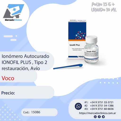 [15086] Ionómero Autocurado IONOFIL PLUS , Tipo 2  restauración - Voco