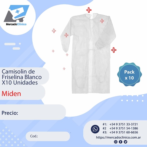 [camisolin-blanco-friselina] Camisolin de  Friselina Blanco  X10 Unidades