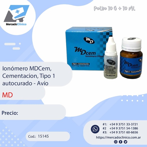 [15145] Ionómero MDCem,  Cementacion, Tipo 1 autocurado - Avío - MD