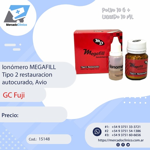 [15148] Ionómero MEGAFILL Tipo 2 restauracion autocurado, Avio -MD