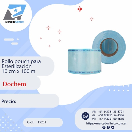 [15201] Rollo pouch para  Esterilización  10 cm x 100 m - Dochem