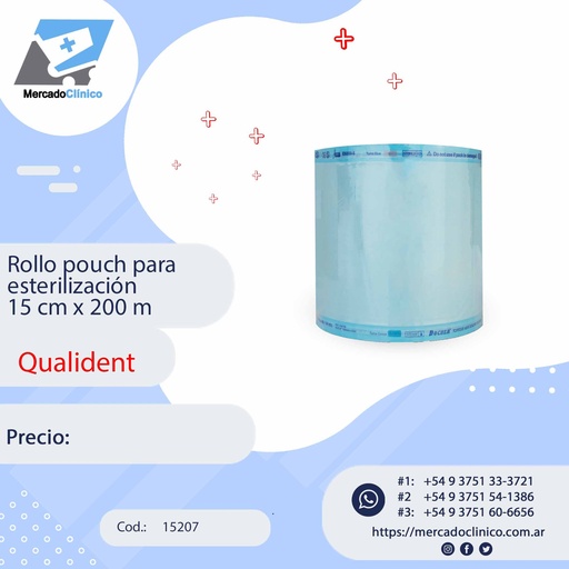 [15207] Rollo pouch para  esterilización  15 cm x 200 m - QUALIDENT