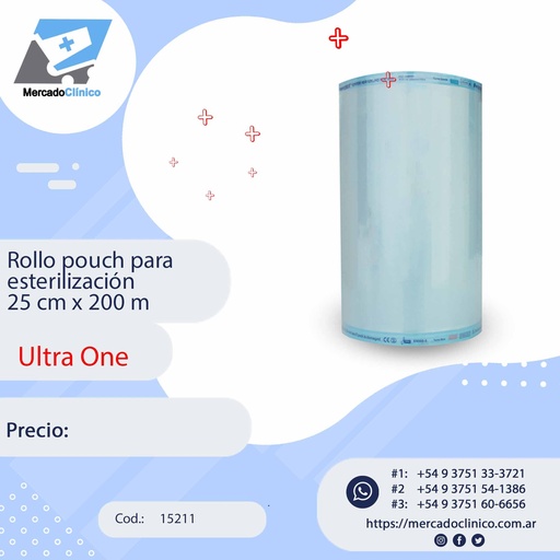 [15211] Rollo pouch para esterilización 25 cm x 100 m. ULTRA ONE