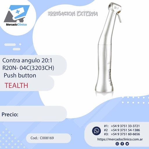 [C008169] Contra angulo 20:1 Irrigacion Externa PUSH BUTTON 3203CH (R20N-04C) - TEALTH