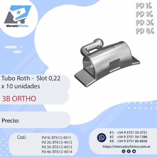 Tubo Roth - 0,22 - Pd 6 - x 10 unidades - 3B ORTHO (PD46)