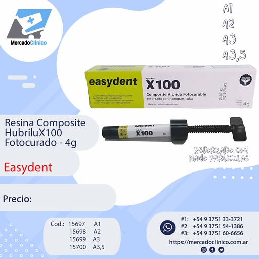 Resina Composite hibrido X 100 - Fotocurado 4g -  Easydent