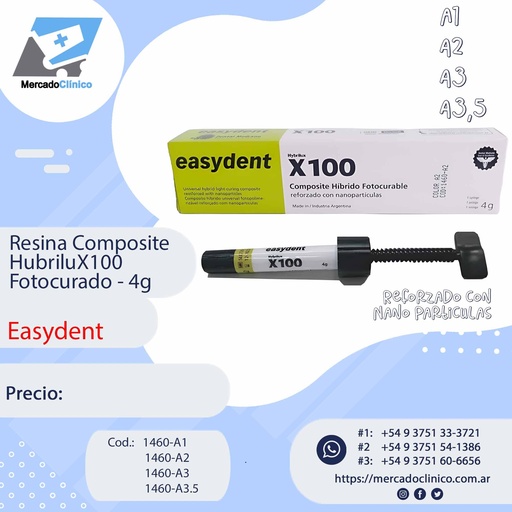 Resina Composite hibrido X100 - Fotocurado 4g -  Easydent