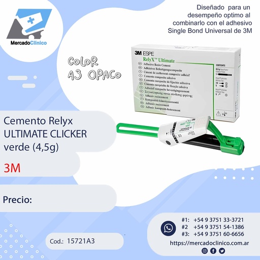Cemento Relyx  ULTIMATE CLICKER  verde (4,5g)
