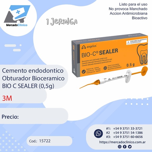 [15722] Cemento endodóntico Obturador Bioceramico BIO C SEALER (0,5g) - Angelus