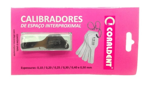 [14463] Calibrador / Medidor de espacio interproximal / kit con 6 hojas - Coraldent